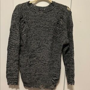 Women's Distressed Black Sweater